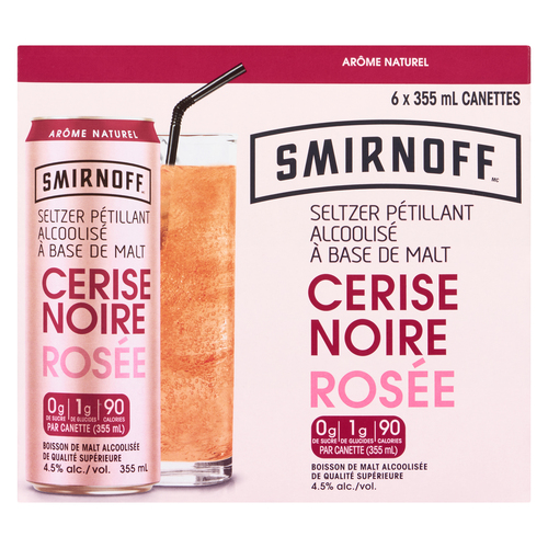 Buy Smirnoff Seltzer Black Cherry 4.5% Alcohol 6 x 355 ml (cans) | IGA