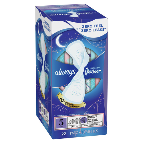 Buy Always Infinity Flex Foam Overnight Pads Unscented Size 5 22