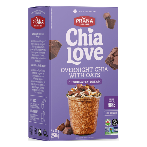 Prana Organic Overnight Chia Oat & Chia Mix Dreamy Chocolate 5 x 50 g