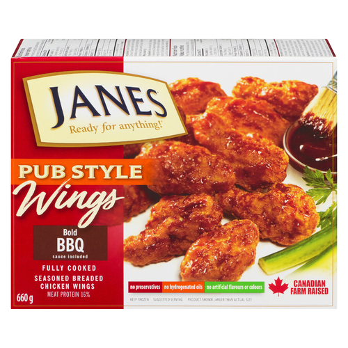 Janes Frozen Chicken Wings Pub Style Fully Cooked With Honey Garlic