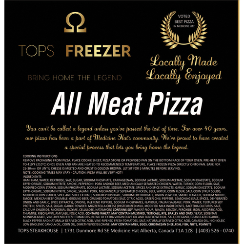 Tops Freezer Frozen Pizza All Meat