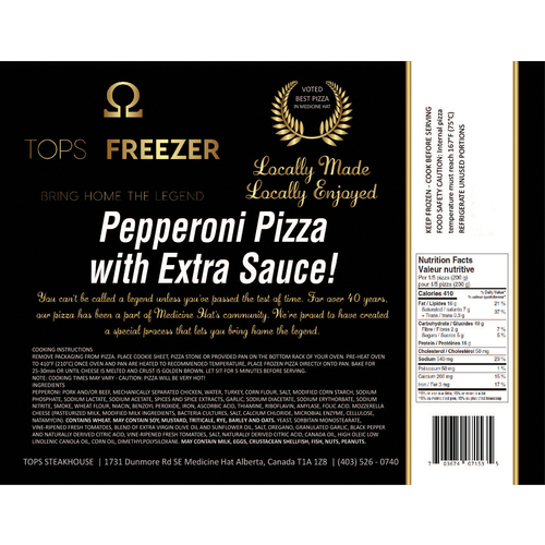 Tops Freezer Frozen Pizza Pepperoni Extra Sauce