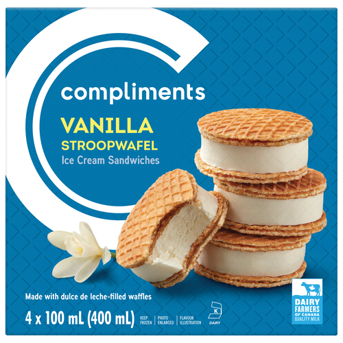 Buy Compliments Stroopwafel Ice Cream Sandwich Vanilla 4 x 100 ml | FreshCo