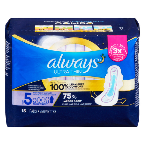 Always Ultra Thin Pads Extra Heavy Overnight Size 5 With Wings