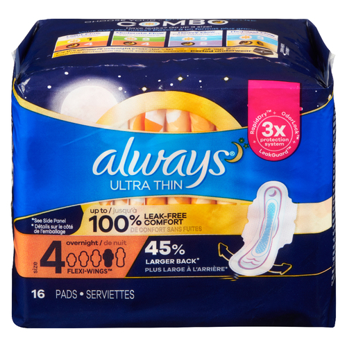Always Maxi Pads Overnight Size 4 With Wings