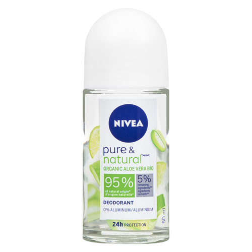 Buy Nivea Deodorant Roll On Pure & Natural Organic Aloe Vera 50 ml