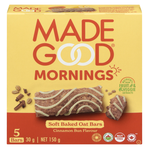 MadeGood Mornings Cinnamon Bun Soft Baked Oat Bars