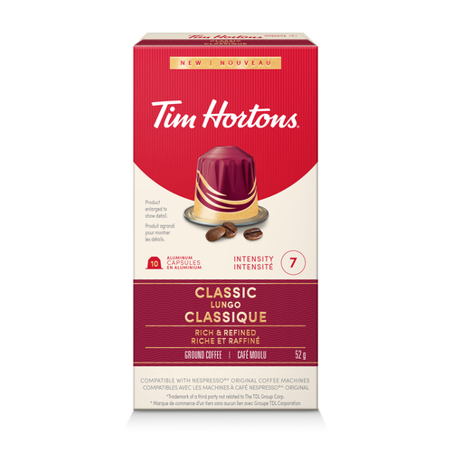 Tim Hortons Nespresso Compatible Coffee Capsules Classic Lungo Espresso