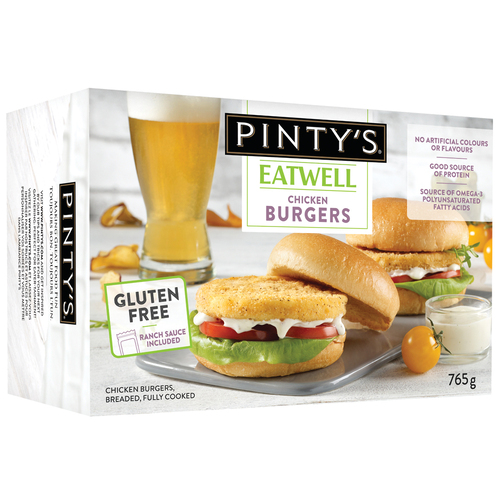 Pintys EatWell Fully Cooked Chicken Burger Breaded Cutlettes