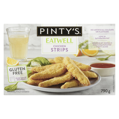 Pinty's Breast Strip Eat Well Cutlettes Breaded Fully Cooked Chicken