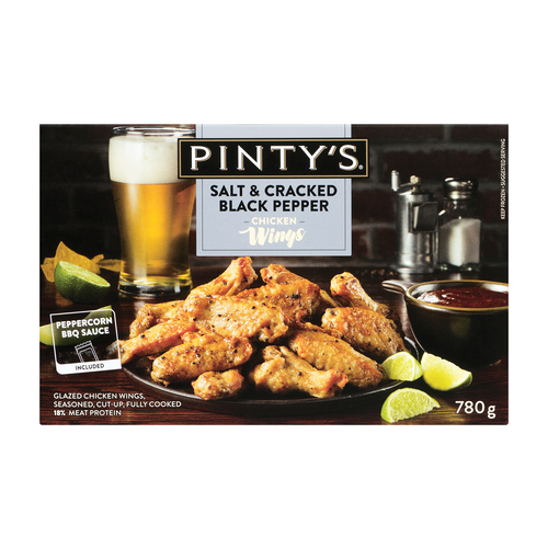 Pintys Frozen Chicken Wings Glazed Seasoned Salt & Cracked Pepper