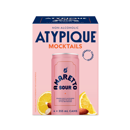 Atypique Non-Alcoholic Mocktail Amaretto Sour 4 x 355 ml (cans)