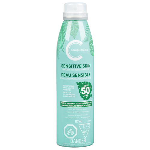 Buy Compliments Sunscreen Spray SPF 50 Sensitive Skin 177 ml | Safeway ...