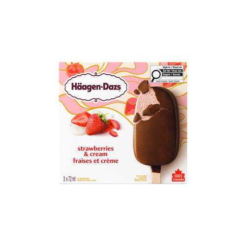 Buy Häagen-Dazs Ice Cream Bars Strawberries and Cream 3 X 72 ml | IGA