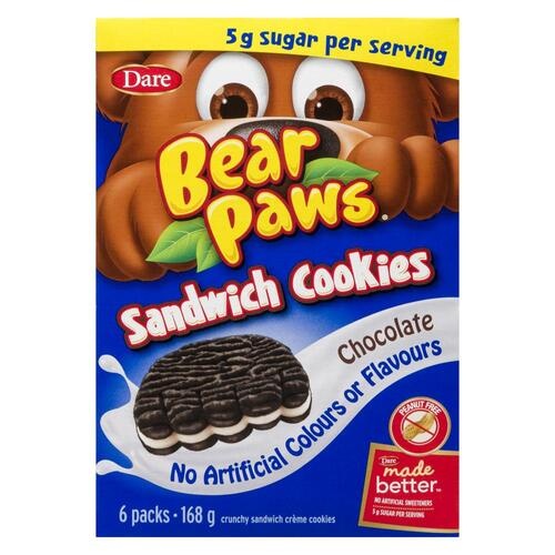 Buy Dare Bear Paws Peanut-Free Sandwich Cookies Chocolate 168 g