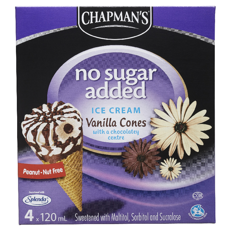 Buy Chapman's No Sugar Added Ice Cream Cones Vanilla 480 ml | FreshCo