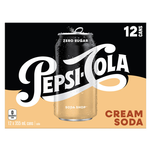 Buy Pepsi-Cola Soda Shop Cola Cream Soda Zero Sugar 12 x 355 ml