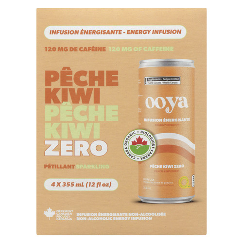 Buy Ooya Non-Alcoholic Energy Infusion Pêche Kiwi Zero 4 x 355 ml