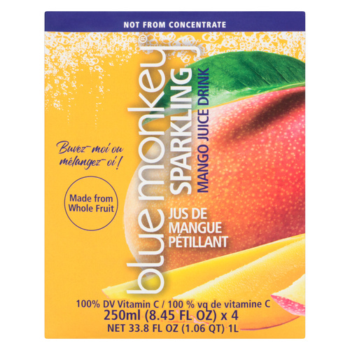Buy Blue Monkey Sparkling Juice Mango 4 x 250 ml (cans) | Safeway