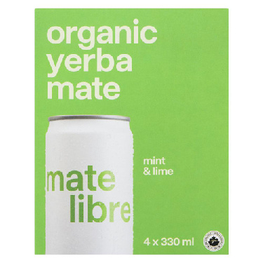 Buy Mate Libre Organic Energy Drink Mint & Lime 4 x 330 ml (cans